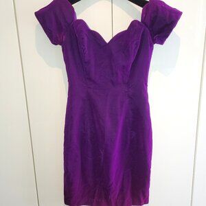 Stunning Vintage Velvet Off-the-Shoulder Dress Deep Violet Size S